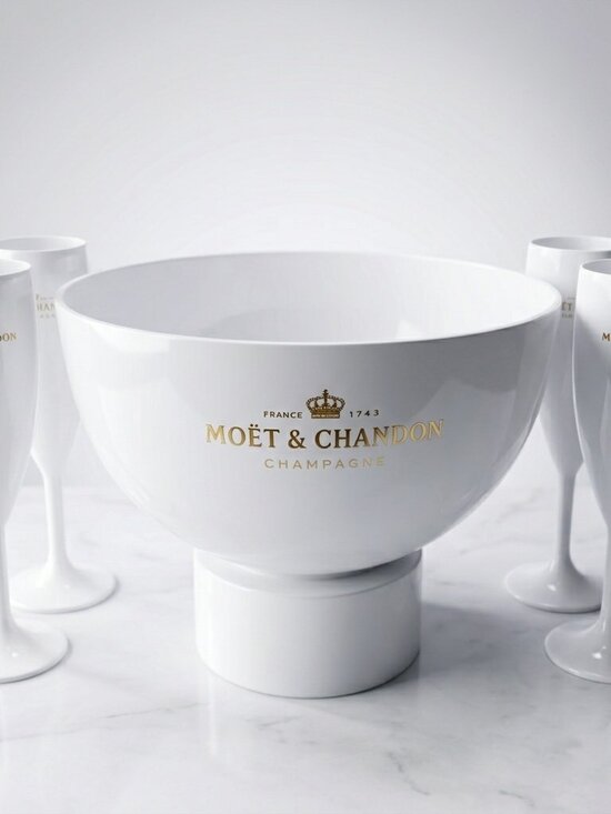 Moet & Chandon Other - Moët & Chandon Ice Imperial Champagne Bucket MATTE WHITE And 4 Flutes New